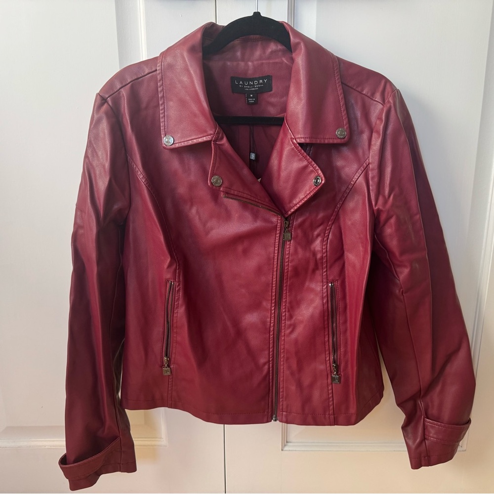 Bold Maroon Faux Leather Jacket